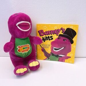 Barney's Colorful World Plush Singing 12" 2015 / Vintage 1993 Barney's Hats Book